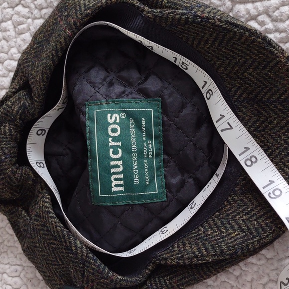 Mucros XXS Trinity Kids Tweed 100% Wool Green Herringbone Ireland Flat Cap - Picture 12 of 16